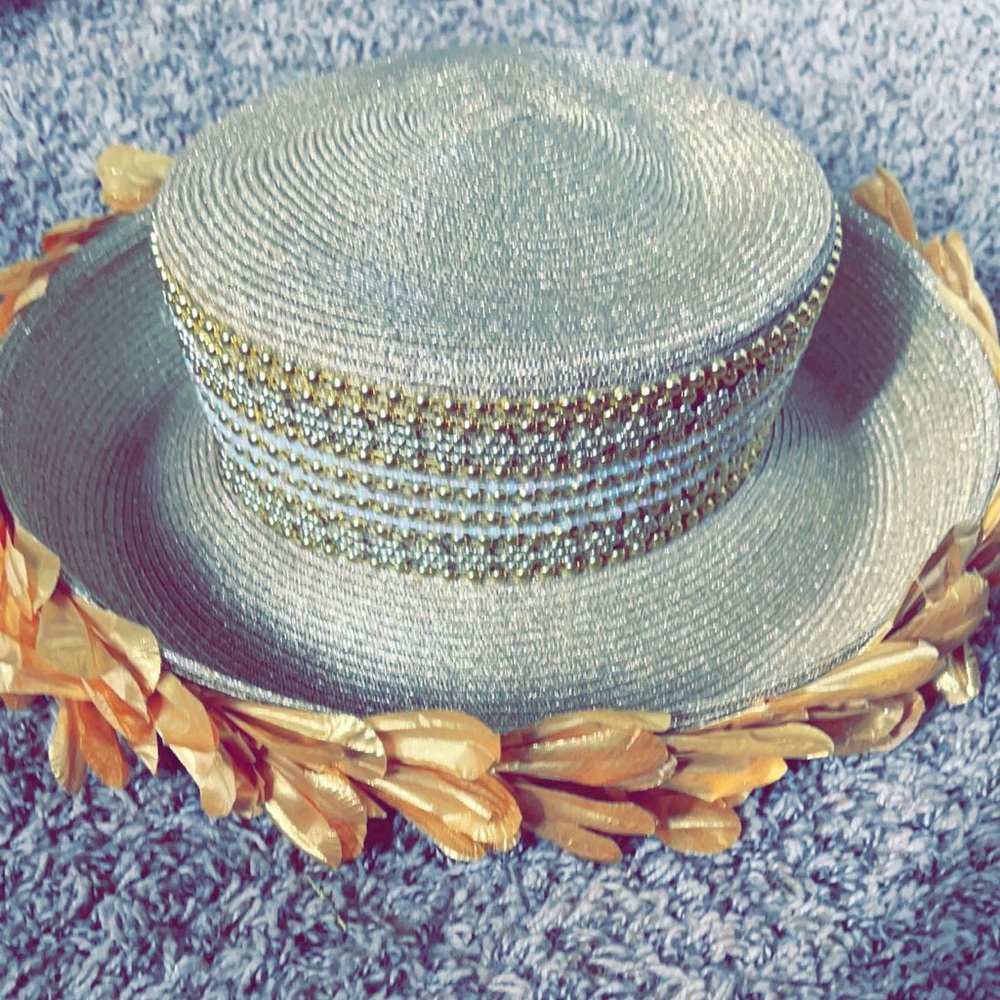 Gold/Tan hat floral hat